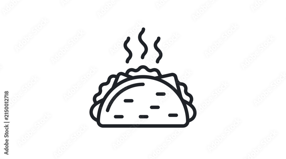 Fototapeta premium Spicy food taco line icon vector