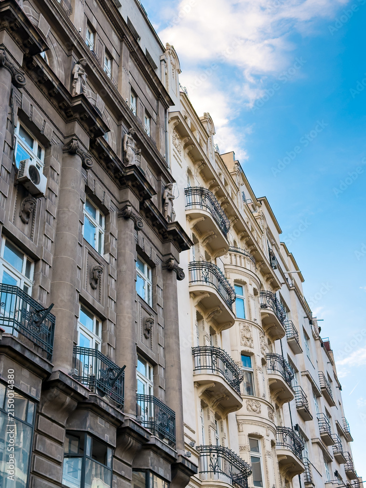 Fototapeta premium Historic residential facades near Knez Mihailova Street in Belgrade, Serbia