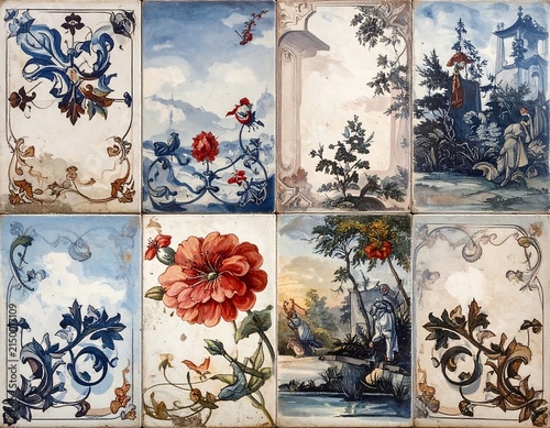 Watercolor floral arrangement with vintage decor elements.