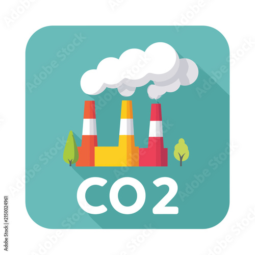 Colorful Factory Emitting CO2 Smoke