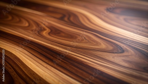 Rich Walnut Wood Texture with Elegant Natural Grain Patterns Close Up.