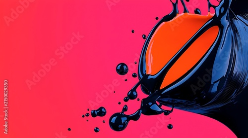 Vibrant Splash of Orange and Dark Ink