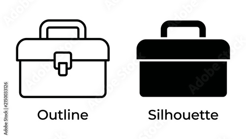 Briefcase Icon - Outline and Silhouette