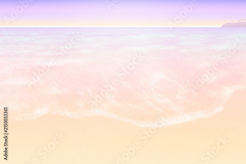 サンセットまたは日の出の海と空とビーチの背景イラスト