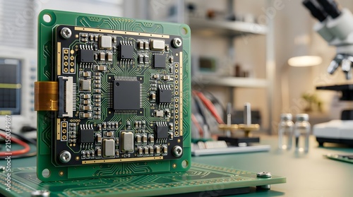Obraz na płótnie compact electronic navigation sensor board integrating inertial measurement components for motion tracking, orientation sensing, robotics, and embedded navigation systems