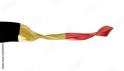 Belgium flag ribbon silk fabric on transparent background, 3d Rendering flag elegant patriotic banner motion. soft fabric wave overlay,
