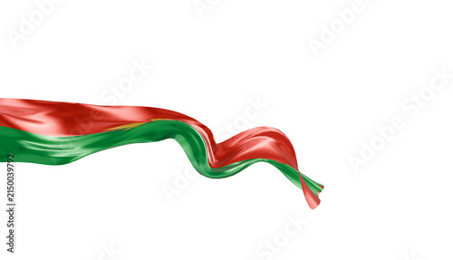 Belarus flag ribbon silk fabric on transparent background, 3d Rendering flag elegant patriotic banner motion. soft fabric wave overlay,