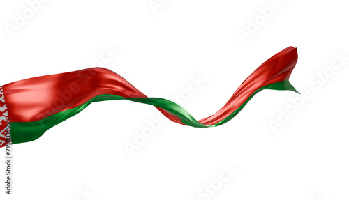 Belarus flag ribbon silk fabric on transparent background, 3d Rendering flag elegant patriotic banner motion. soft fabric wave overlay,