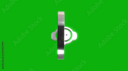 3d animated customer support icon rotating on green screen background.