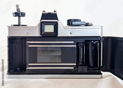 A vintage 35mm film analogue SLR camera