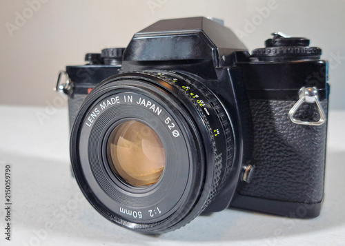 A vintage 35mm film analogue SLR camera