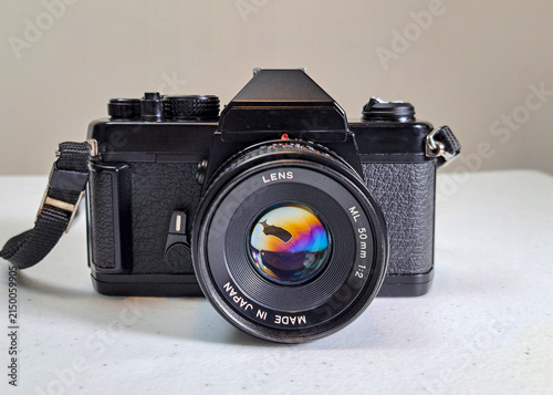 A vintage 35mm film analogue SLR camera
