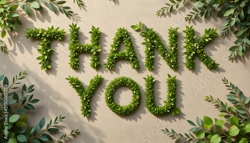 Peaceful Greenery Thank You Typography with Organic Botanical Styling