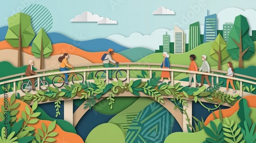 Sustainable Mobility Pedestrian Bridge Paper Art