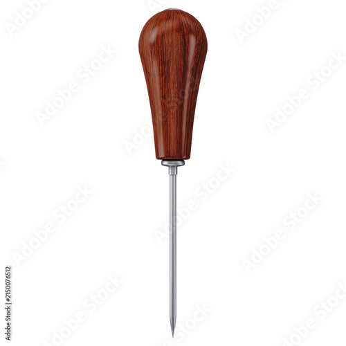Photography Antique Medical Awl - Vintage medical bone awl tool with wooden handle, isolated on a white background