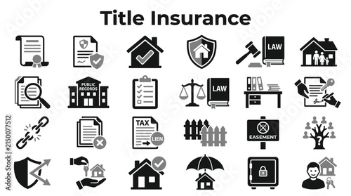 Canvas Print Title Insurance and Real Estate Legal Document Icons Set