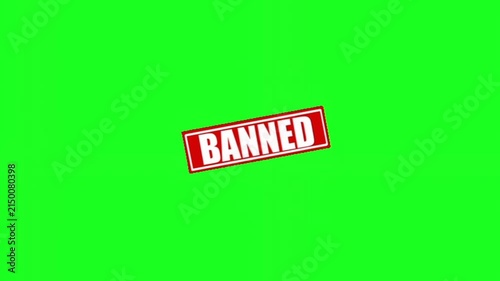 Red banned sign graphic animation on green screen background forbidden prohibited stop restricted warning forbidden prohibited stop restricted