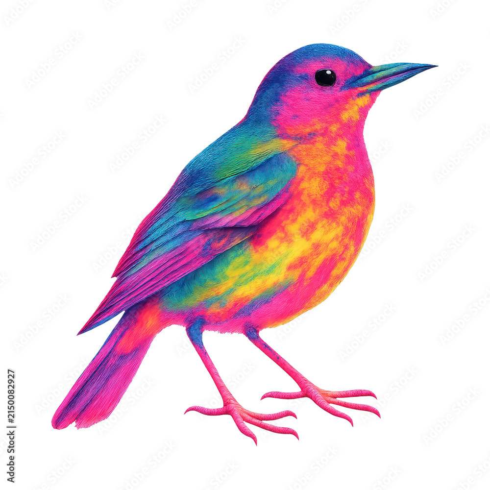 Fototapeta premium PNG Vibrant multicolored bird illustration.