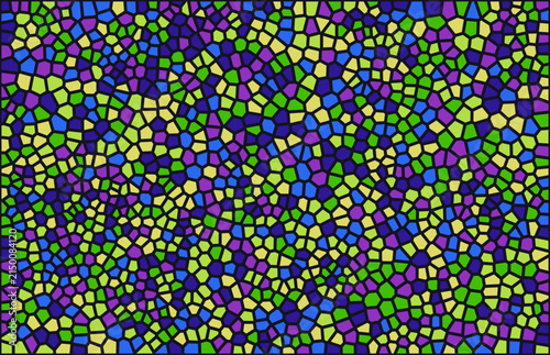 Seamless geometric mosaic pattern in shades of blue purple green with geometric abstract background