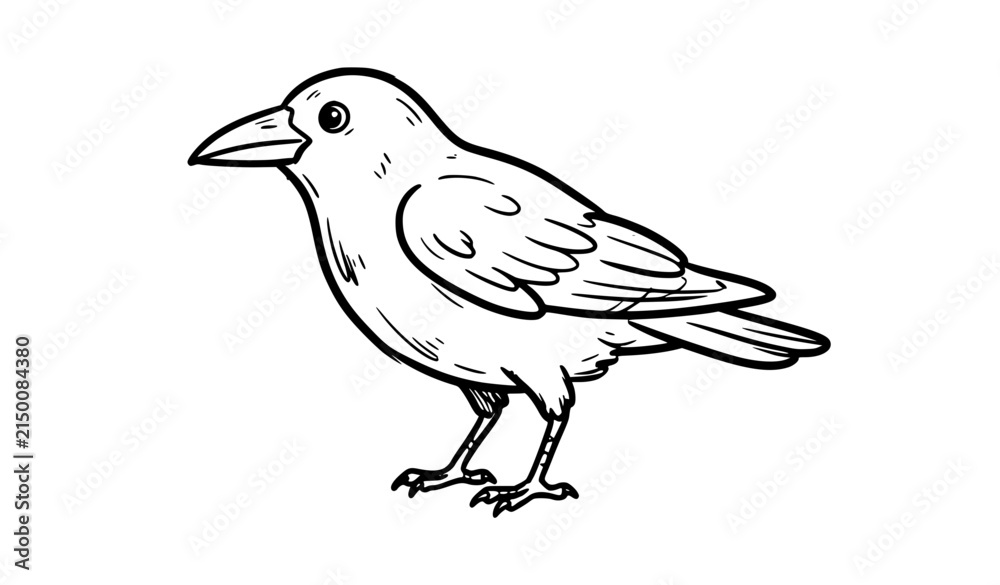 Obraz premium Crow Bird Doodle Simple Hand Drawn Vector Clipart