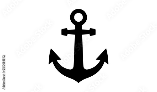 Nautical anchor emblem silhouette icon vector logo with rope circle for marine business branding