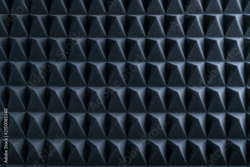 Quadro su tela Close up shot of black acoustic foam soundproofing panel background texture