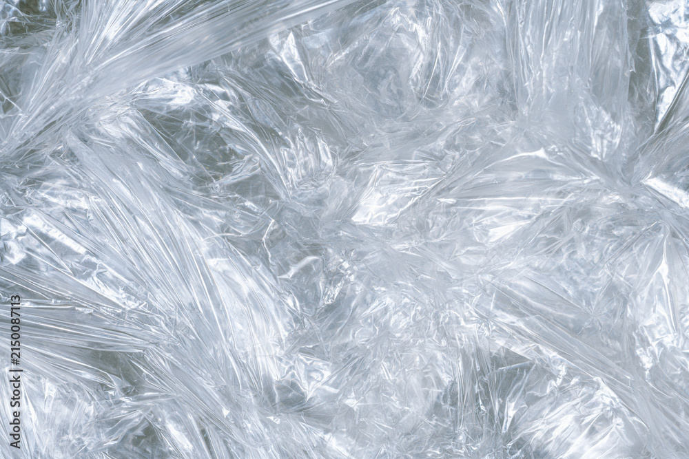 Obraz premium Crumpled Transparent Plastic Cellophane Wrap Texture Background Abstract