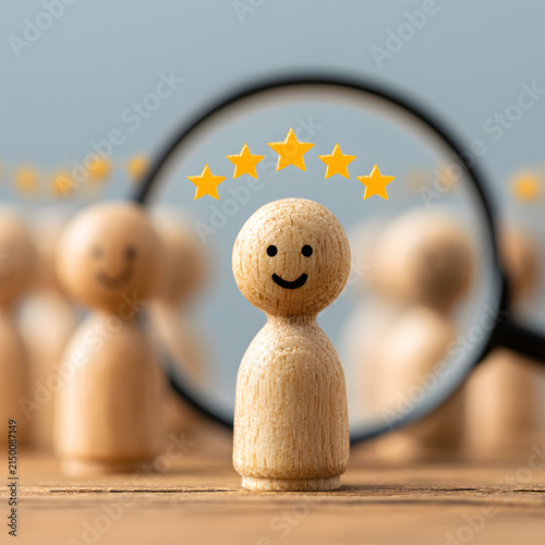 Five star customer satisfaction and positive feedback concept