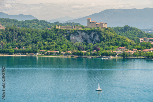 Obraz na płótnie Aerial view of Arona old town on Lake Maggiore