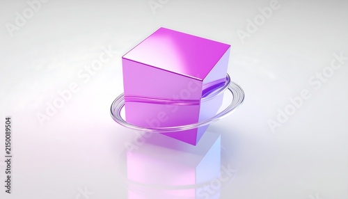 Abstract purple geometric cube with gradient lighting effect.