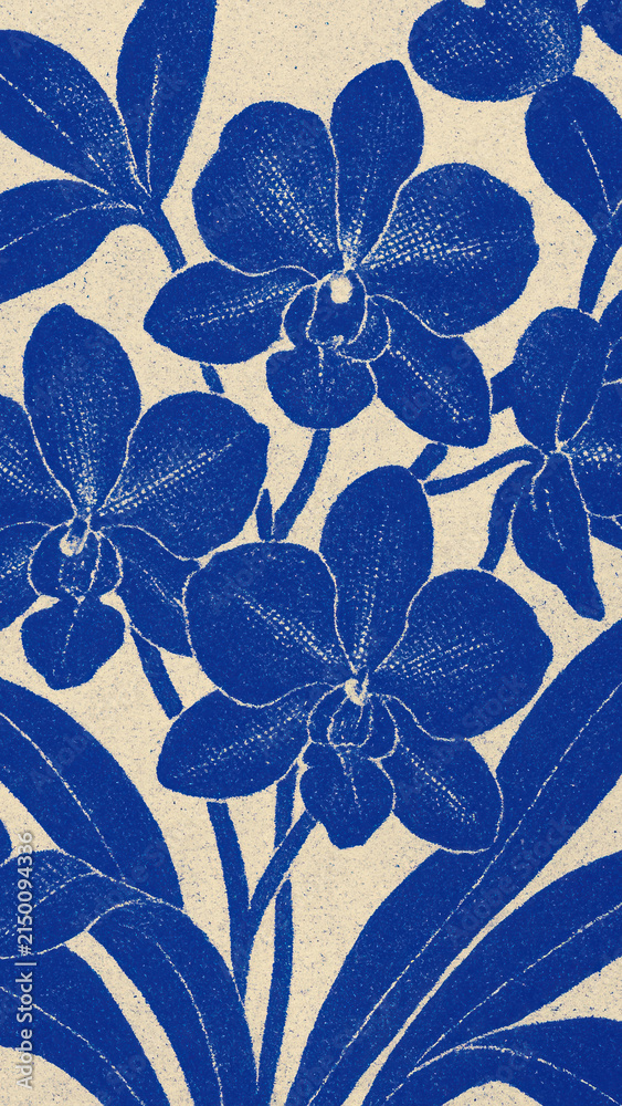 Obraz premium Vintage blue floral mobile wallpaper