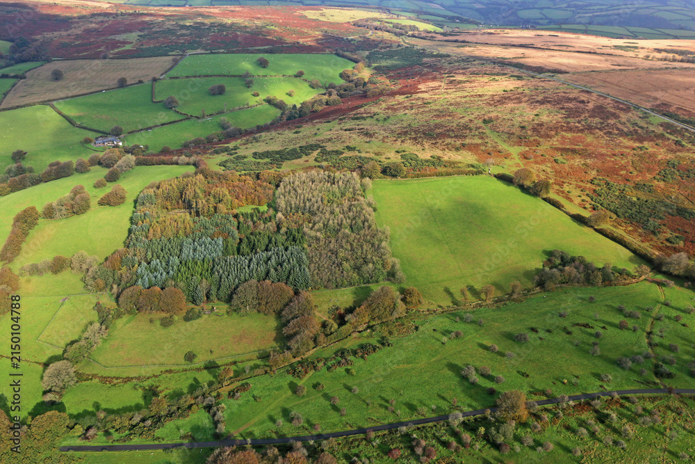 Fototapeta premium Aerial view of the fields of North Devon , England 