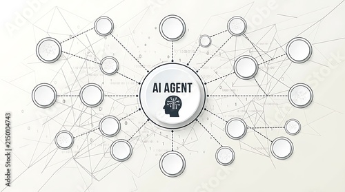 Ai agent network diagram showing central hub connected to multiple nodes