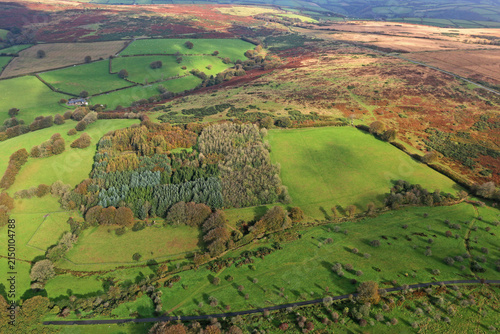 Aerial view of the fields of North Devon , England	