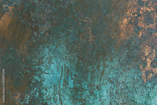 фотографія Rustic Oxidized Copper Metal Surface with Verdigris Patina