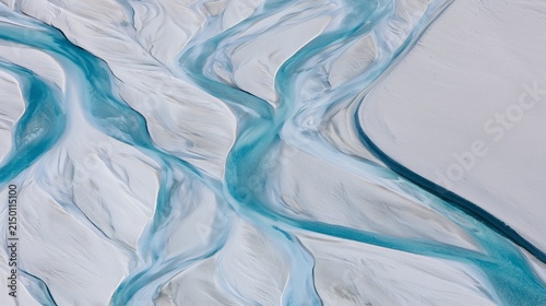 Braided Glacier Waterways with Turquoise Currents