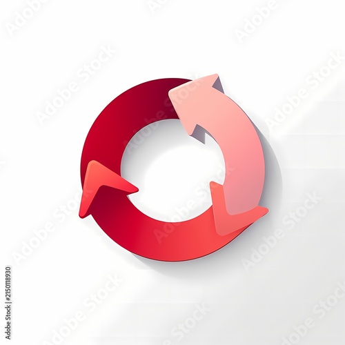 Circular arrow icon showing a continuous refresh or cycle process isolated on white background