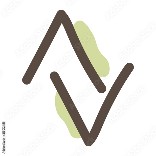 Olive abstract mountain checkmark squiggle doodle