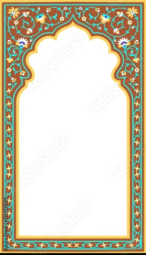 Foto Ornate traditional archway frame design with floral decorative border, ornament