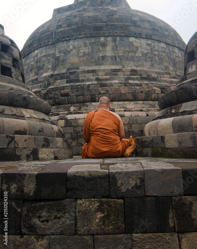 Buddhist monk in deep meditation