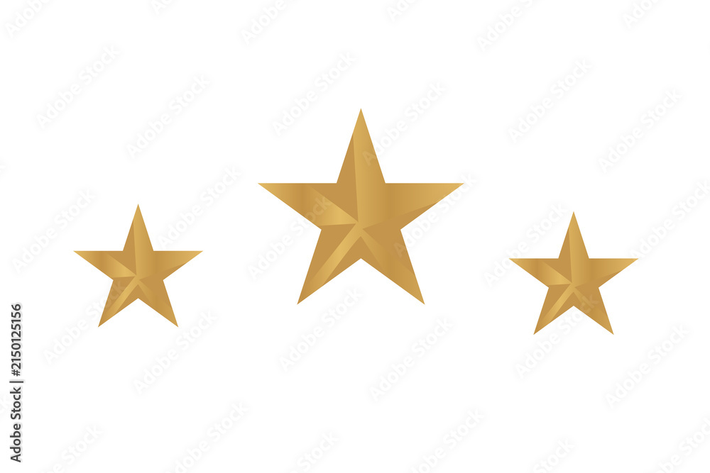 Fototapeta premium Three gold stars rating icon set isolated on transparent background for customer review.