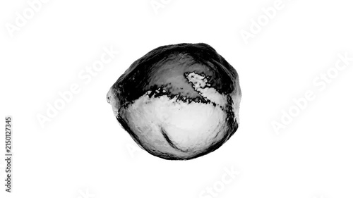 Animated Black water bal, liquid water twirling, against white