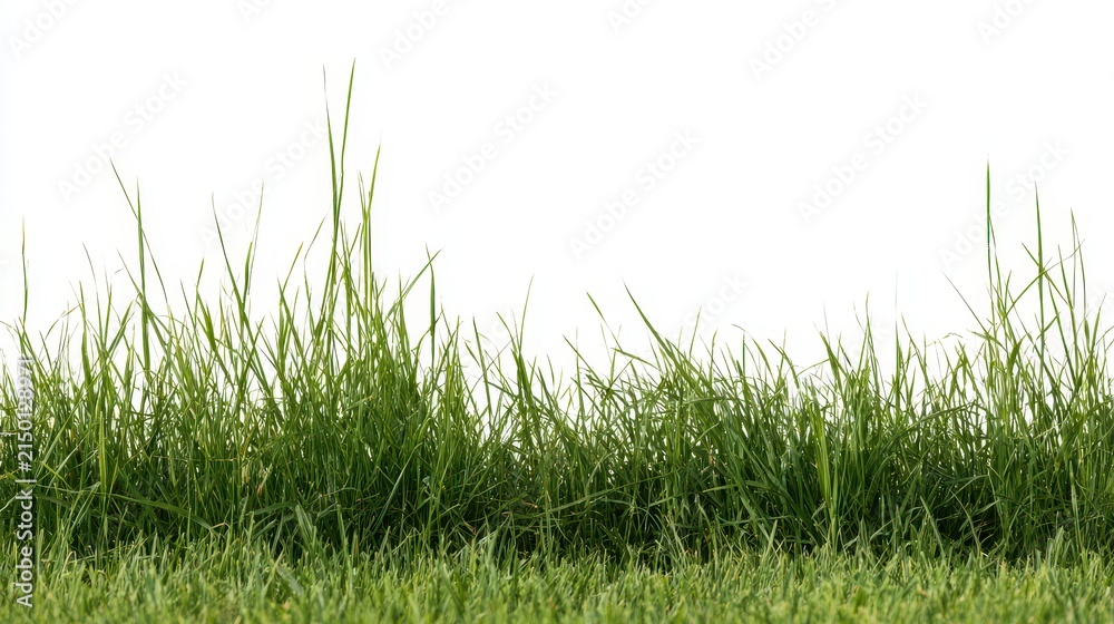 Fototapeta premium Green grass border isolated on white background