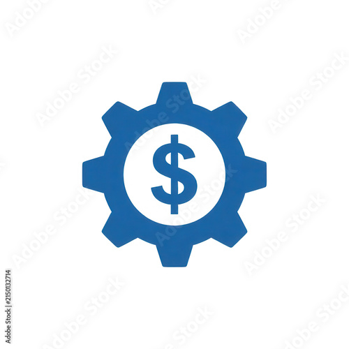 Blue Gear with Dollar Sign Transparent Background
