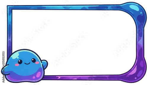 Blue Slime Character Frame Transparent Background