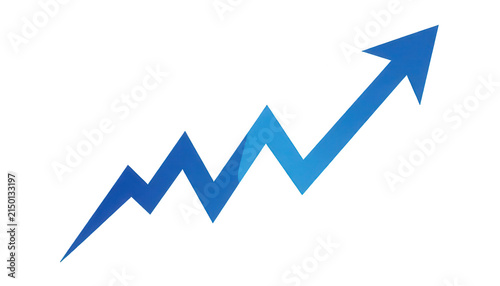 Blue Upward Trending Arrow Isolated