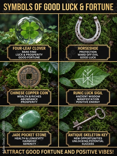 Symbols of good luck and fortune four leaf clover horseshoe and more for prosperity