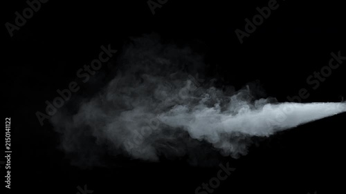 High pressure steam jet on alpha channel. Pressurized gas vapor jet blast isolated. Realistic smoke spray stream