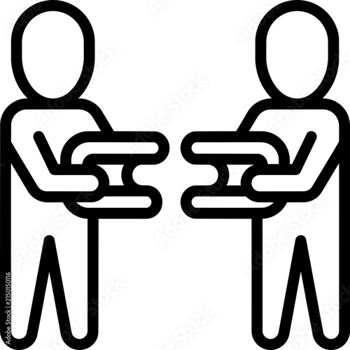 Interconnected chain link icon for connection and security