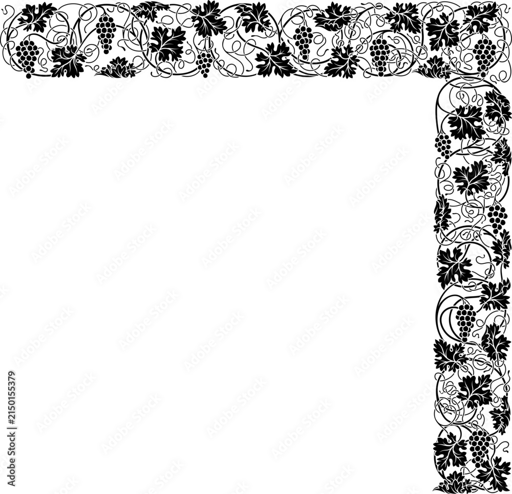 Obraz premium Grape Vine Grapevine Leaves Grapes Leaf Border